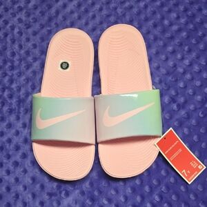 Nike Pink Iridescent Gradient Slide Sandals